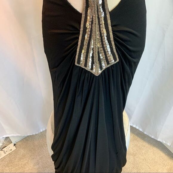JAY Ahr Black Beaded Sequin Gown Dress Size Medium - Picture 5 of 13